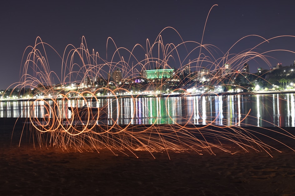 A long exposure photo of a city at night